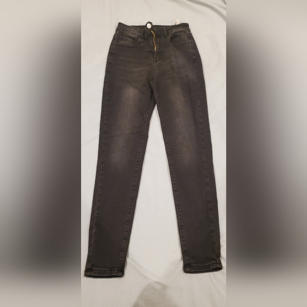 Shein- High Waisted Bleaslch Washed Skinny Jeans